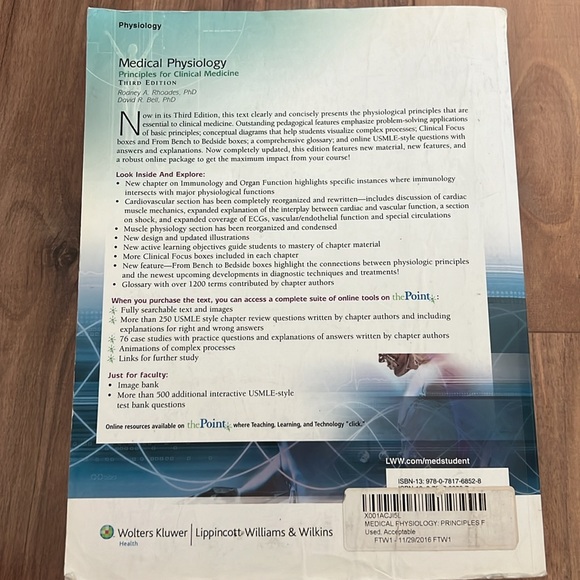 Medical Physiology: Principles for Clinical Medicine by David Bell & Rodney Rhoa - Picture 2 of 2